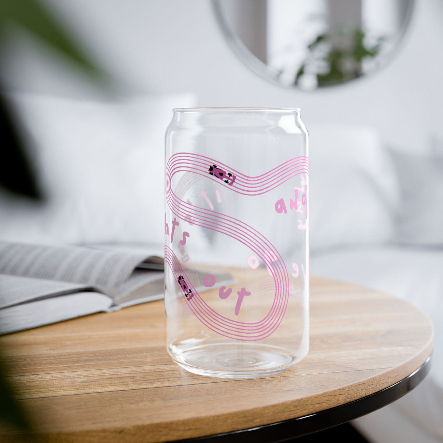 F1 Pink It's Lights Out sipper glass | 16oz