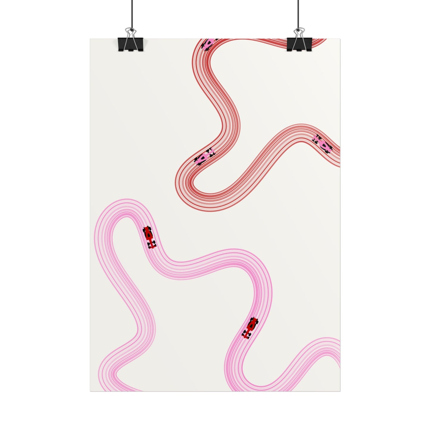 Pink and Red F1 Abstract Art Poster | Minimalist F1 Art - EU Sizing (Physical Print)