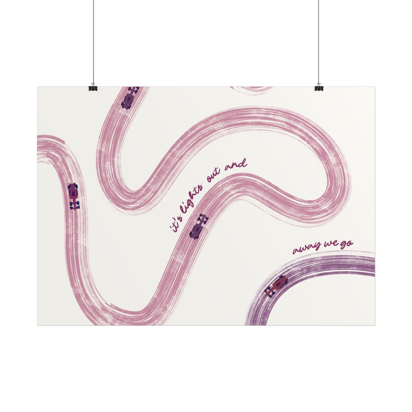 Horizontal Mauve and Purple F1 Abstract Art Poster | Minimalist F1 Art - EU Sizing (Physical Print)