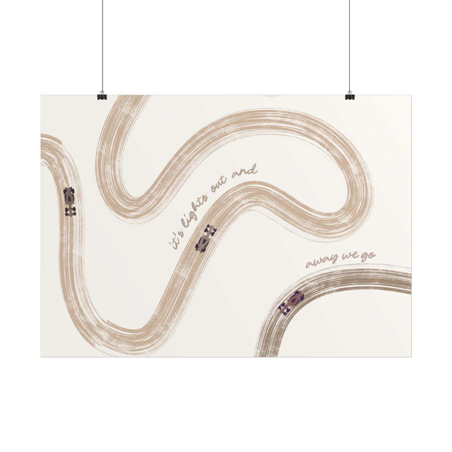 Horizontal Beige F1 Abstract Art Poster | Minimalist F1 Art - EU Sizing (Physical Print)