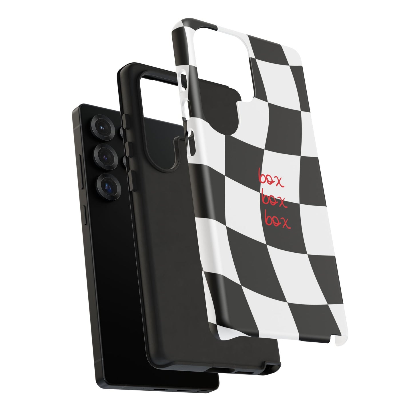 Black and Red Checkered F1 Phone Case, Box Box Box F1 Phone Case