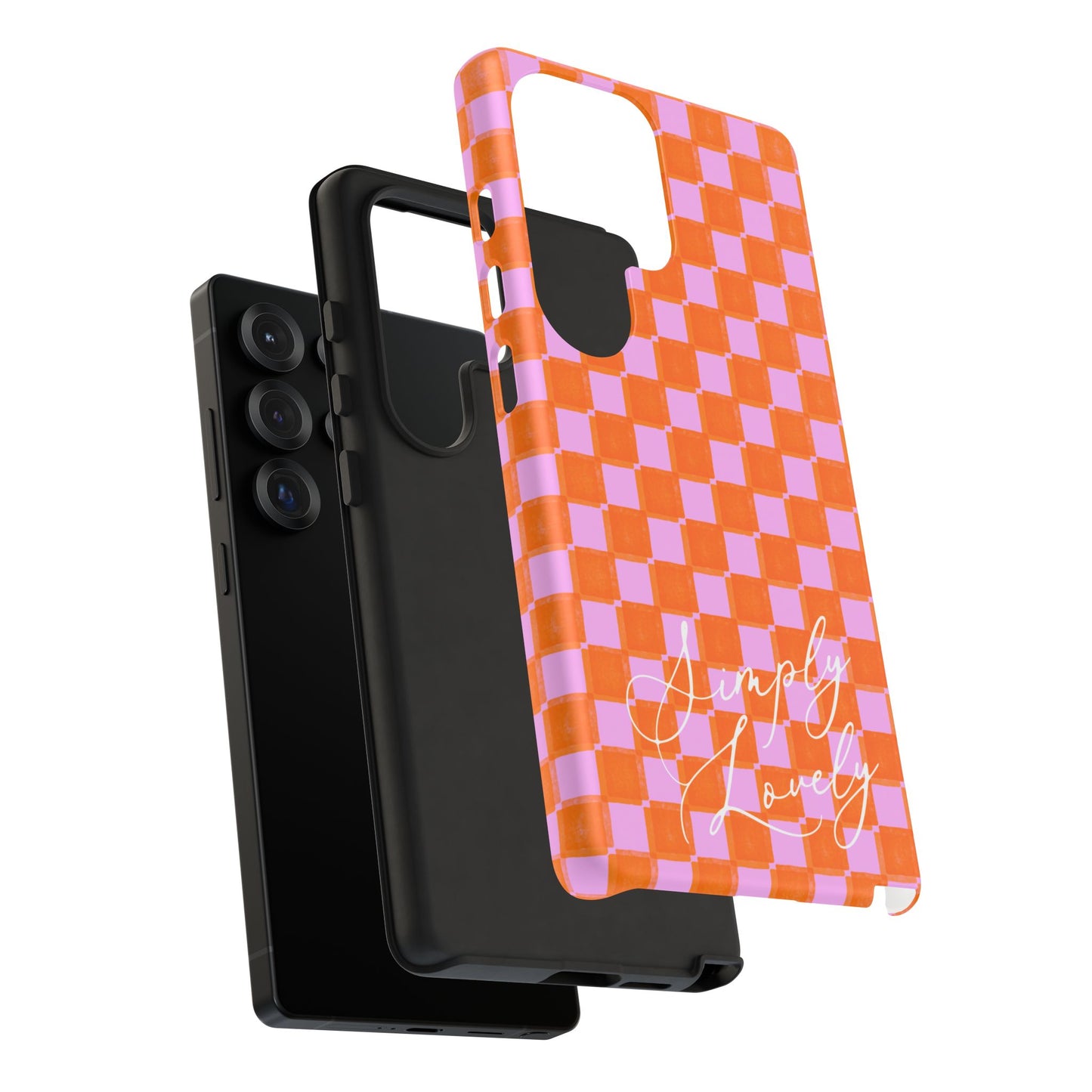 Simply Lovely Orange and Pink Checkered F1 Phone Case Design, Trendy F1 Gift, Formula 1 Gift, Cute F1 Phone Case