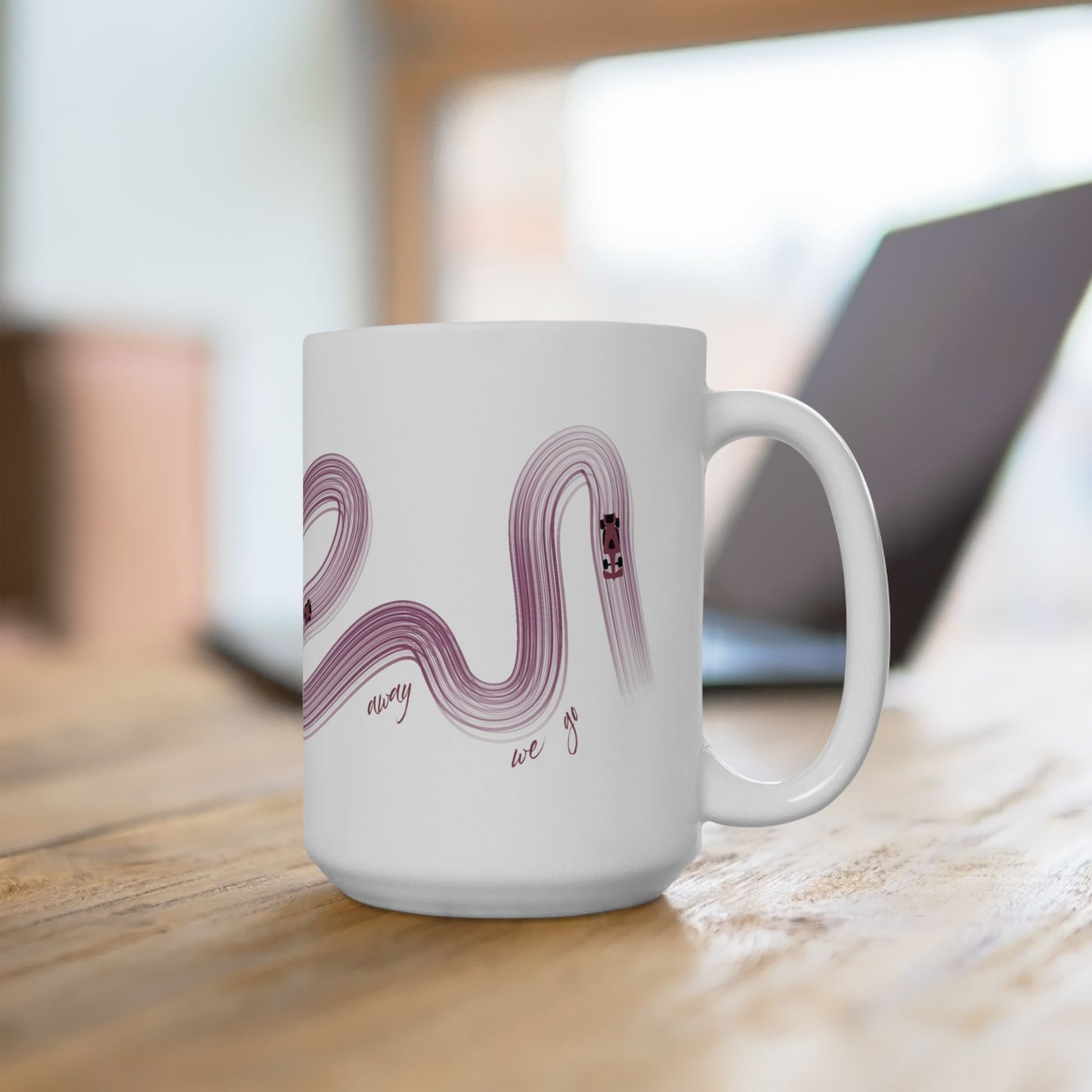Purple Painted F1 It's Lights Out and Away We Go Mug, Unique Gift for Coffee Lovers, Whimsical Formula 1 Gift