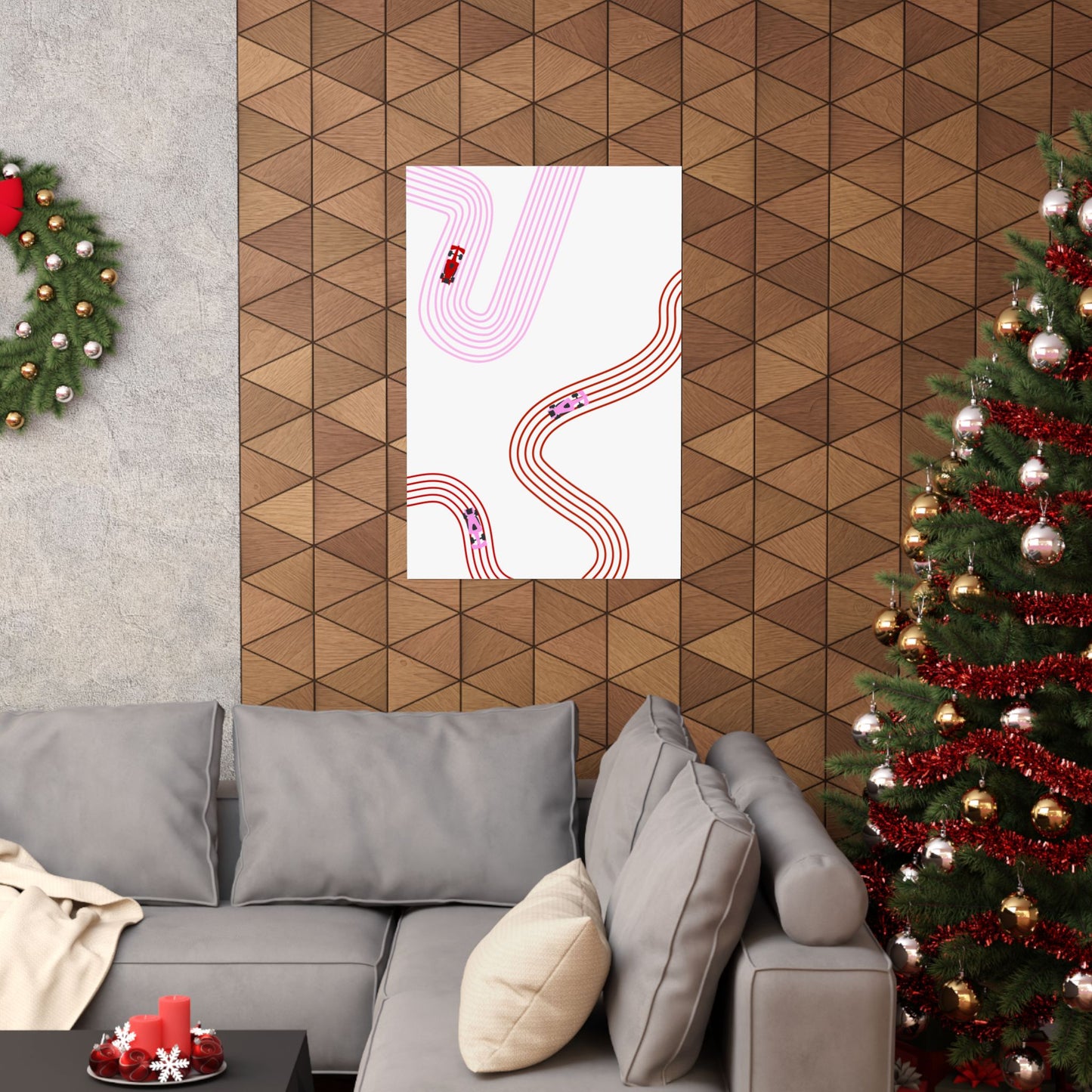 Pink and Red Abstract F1 Matte Vertical Poster | F1 Giclée Art Print (US SIZING)