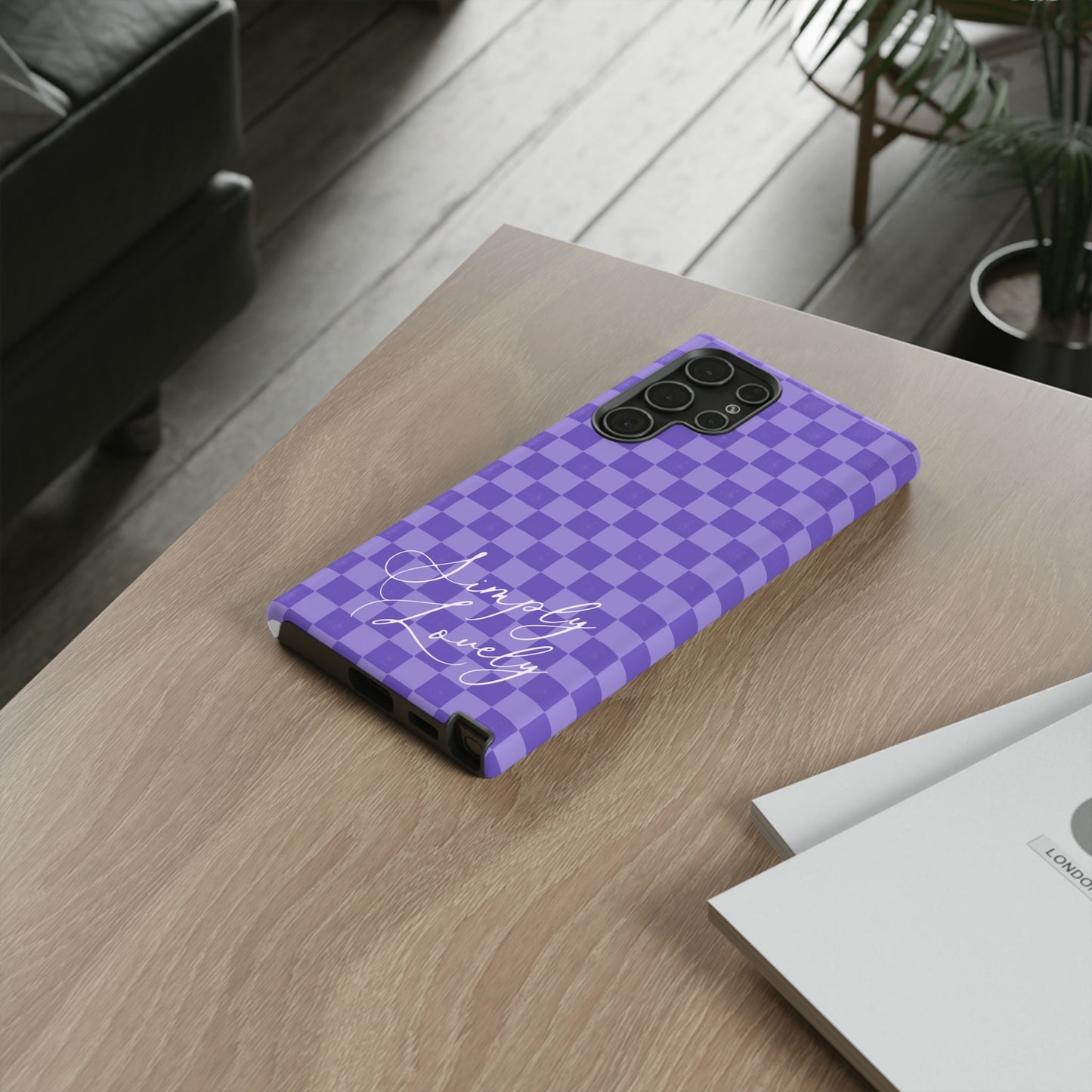 Simply Lovely Purple Checkered F1 Phone Case Design, Trendy F1 Gift, Formula 1 Gift, Cute F1 Phone Case
