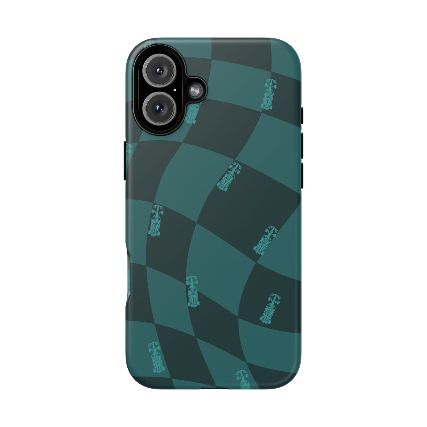 F1 Phone Case Teal Checkered Design, Trendy F1 Gift, Formula 1 Gift, Cute F1 Phone Case, Unique Formula One Phone Case
