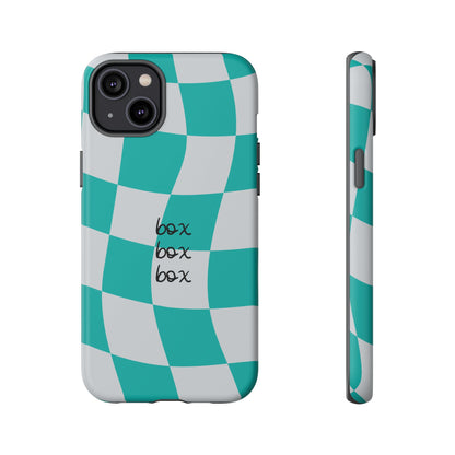 Mercedes Teal and Grey Checkered F1 Phone Case, Box Box Box F1 Phone Case