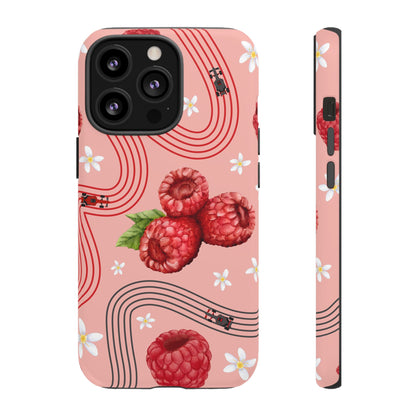 Red F1 Haas and Raspberries Phone Case, Trendy F1 Gift, Formula 1 Gift, Cute Fruit F1 Phone Case, Unique Phone Case