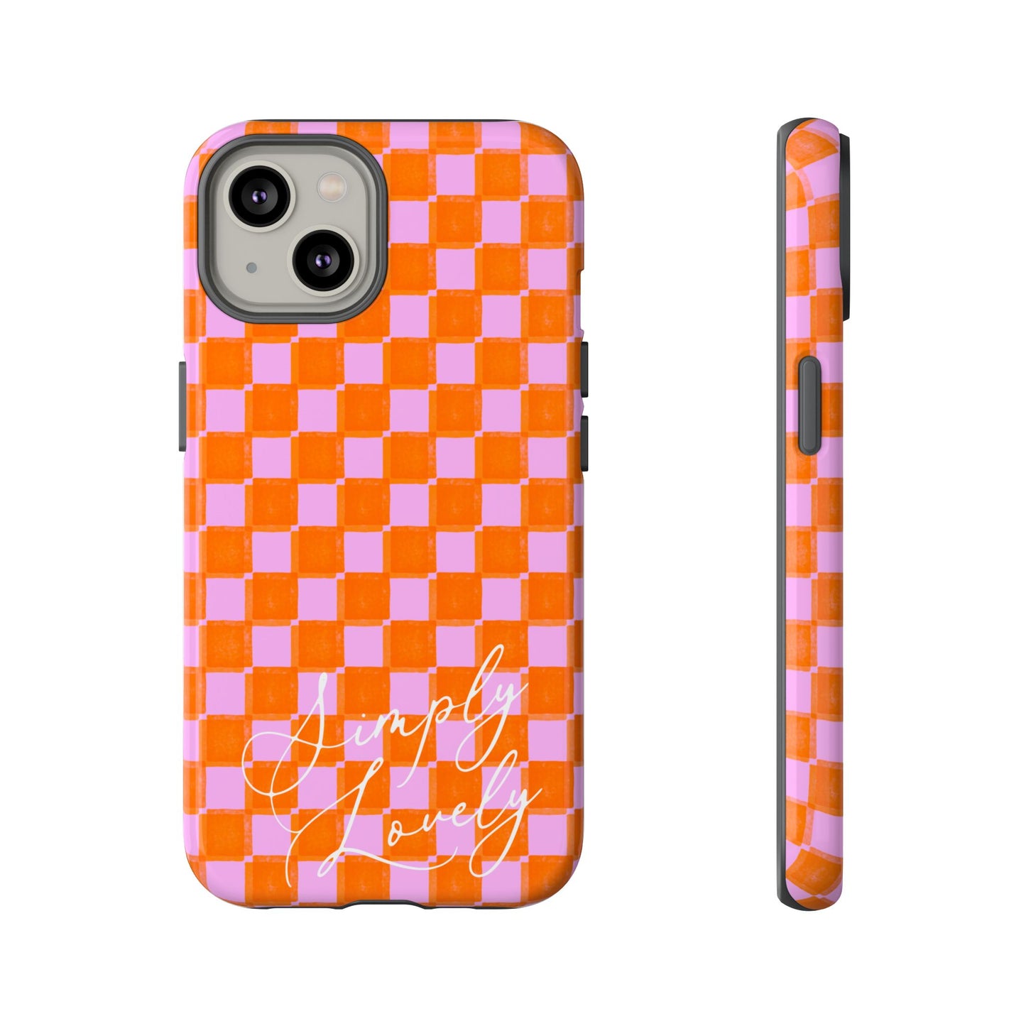 Simply Lovely Orange and Pink Checkered F1 Phone Case Design, Trendy F1 Gift, Formula 1 Gift, Cute F1 Phone Case