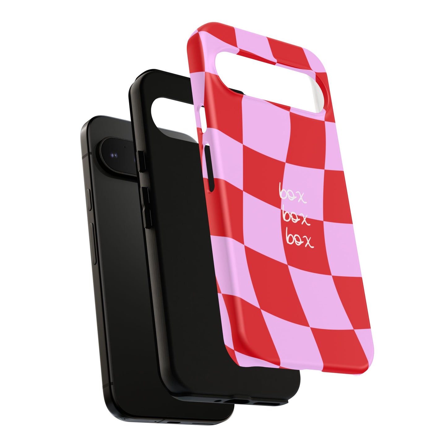 Pink and Red Checkered F1 Phone Case, Box Box Box F1 Phone Case