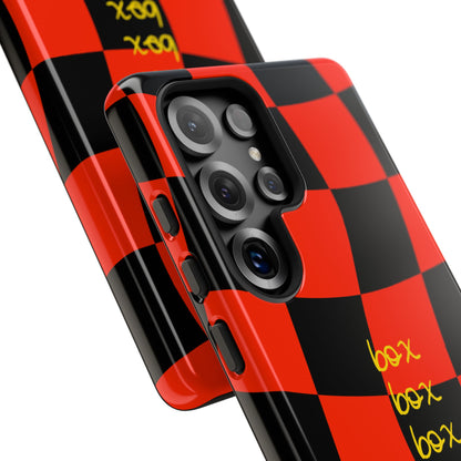 F1 Ferrari Black and Red Checkered Phone Case, Box Box Box F1 Phone Case