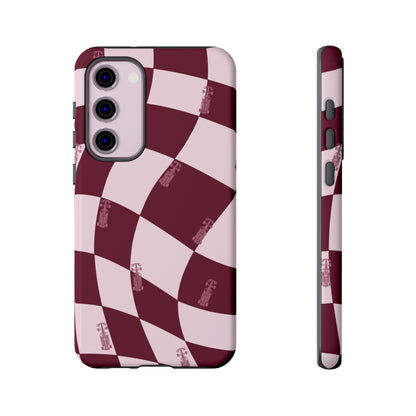 F1 Phone Case Pink Checkered Design, Trendy F1 Gift, Formula 1 Gift, Cute F1 Phone Case, Unique Formula One Phone Case