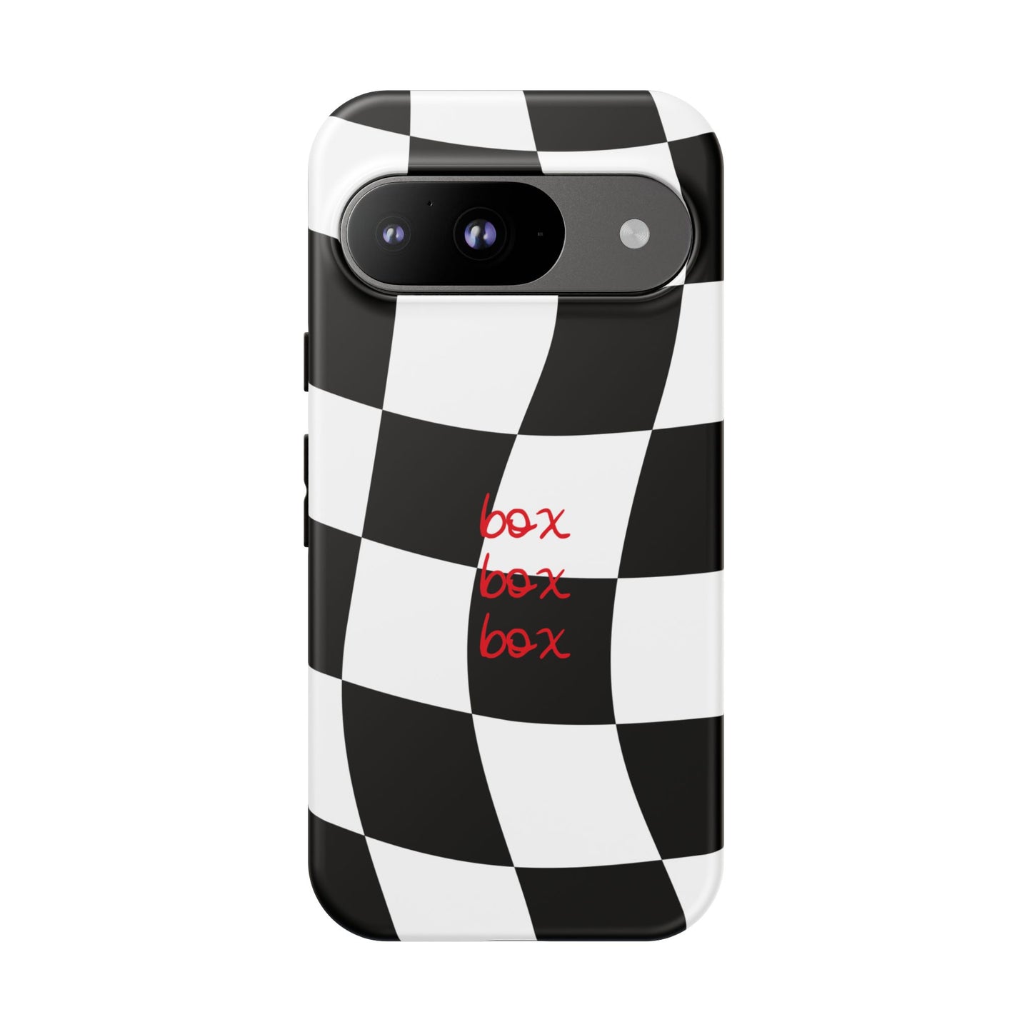 Black and Red Checkered F1 Phone Case, Box Box Box F1 Phone Case