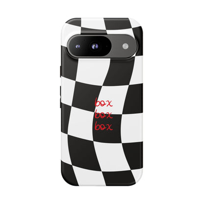 Black and Red Checkered F1 Phone Case, Box Box Box F1 Phone Case