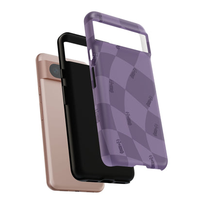 F1 Phone Case Purple Checkered Design, Trendy F1 Gift, Formula 1 Gift, Cute F1 Phone Case, Unique Formula One Phone Case