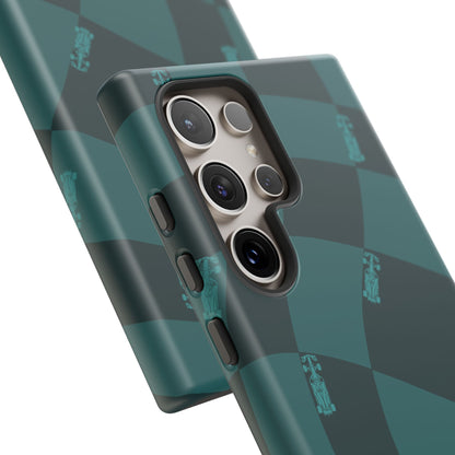 F1 Phone Case Teal Checkered Design, Trendy F1 Gift, Formula 1 Gift, Cute F1 Phone Case, Unique Formula One Phone Case