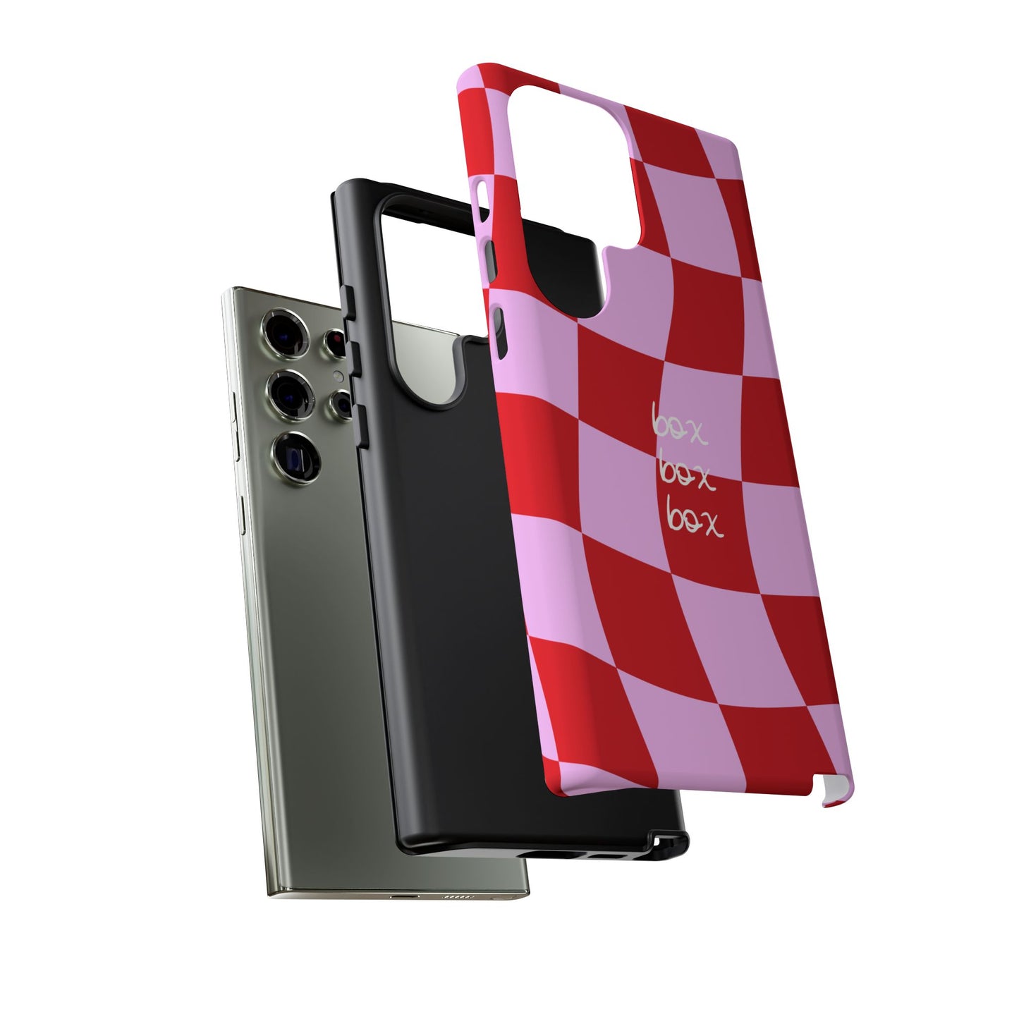 Pink and Red Checkered F1 Phone Case, Box Box Box F1 Phone Case