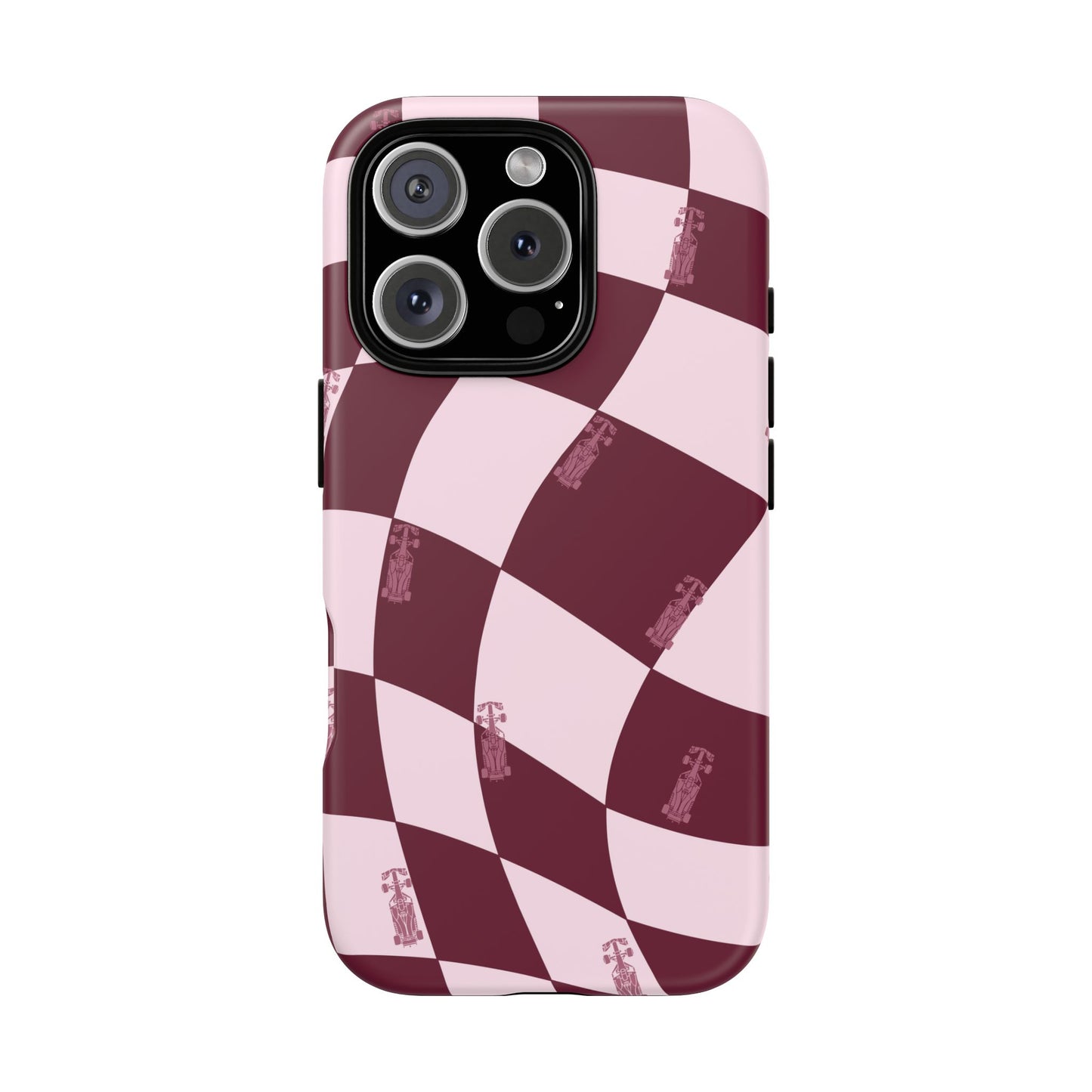 F1 Phone Case Pink Checkered Design, Trendy F1 Gift, Formula 1 Gift, Cute F1 Phone Case, Unique Formula One Phone Case
