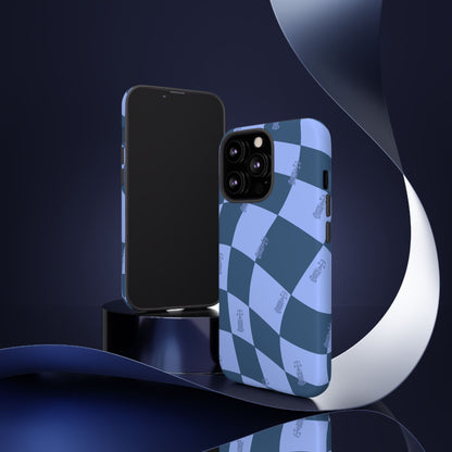 F1 Phone Case Blue Checkerboard Design, Trendy F1 Gift, Formula 1 Gift, Cute F1 Phone Case, Unique Formula One Phone Case