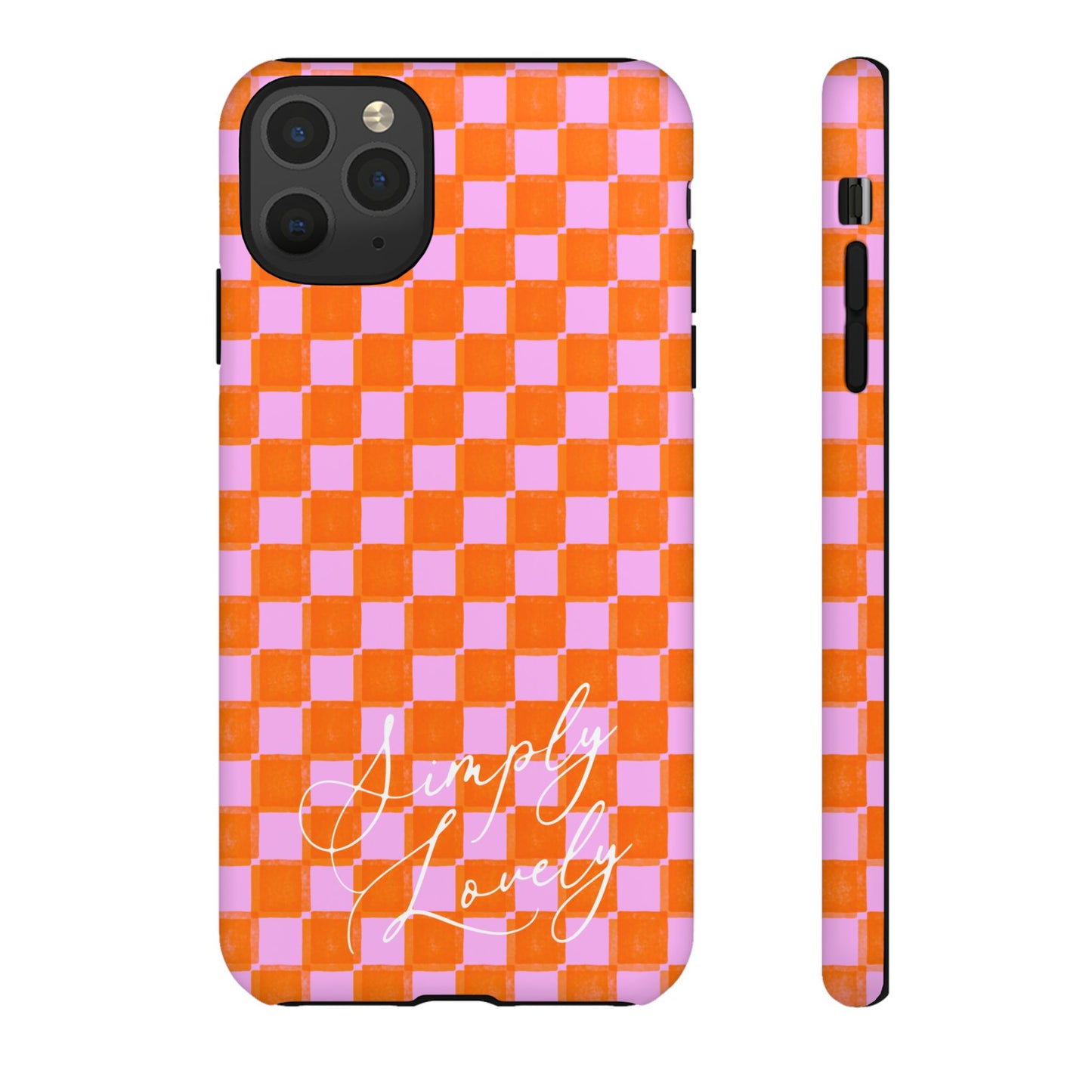Simply Lovely Orange and Pink Checkered F1 Phone Case Design, Trendy F1 Gift, Formula 1 Gift, Cute F1 Phone Case