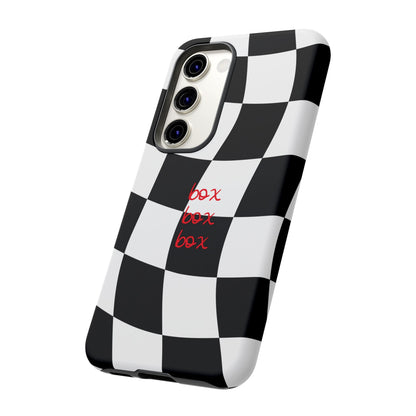Black and Red Checkered F1 Phone Case, Box Box Box F1 Phone Case
