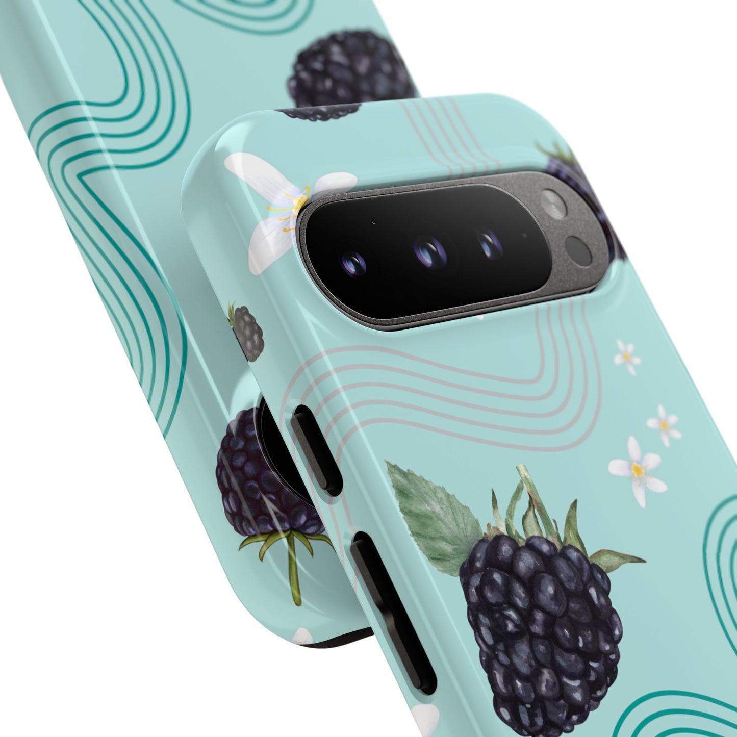Teal F1 Mercedes and Blackberries Phone Case , Trendy F1 Gift, Formula 1 Gift, Cute Fruit F1 Phone Case, Unique Phone Case