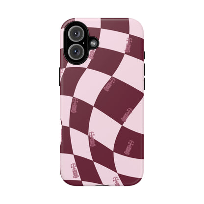 F1 Phone Case Pink Checkered Design, Trendy F1 Gift, Formula 1 Gift, Cute F1 Phone Case, Unique Formula One Phone Case