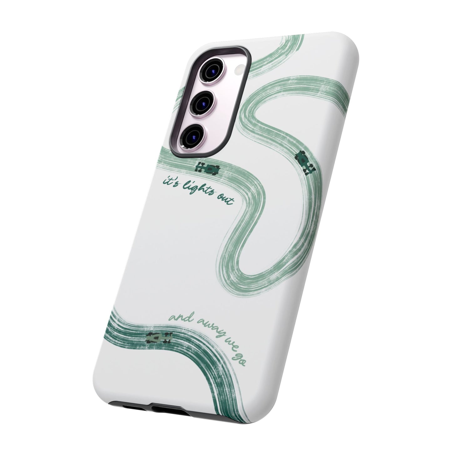 F1 Phone Case Green Painted "its lights out and away we go", Trendy F1 Gift, Formula 1 Gift, Cute F1 Phone Case, Gift for F1 Fans
