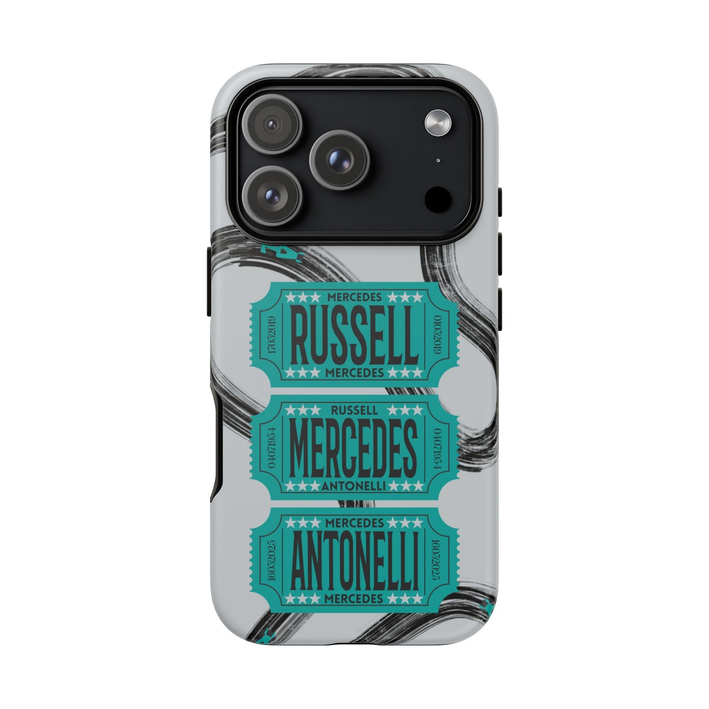 Mercedes F1 Phone Case Painted Ticket Stubs, Trendy F1 Gift, Formula 1 Gift, Cute F1 Phone Case