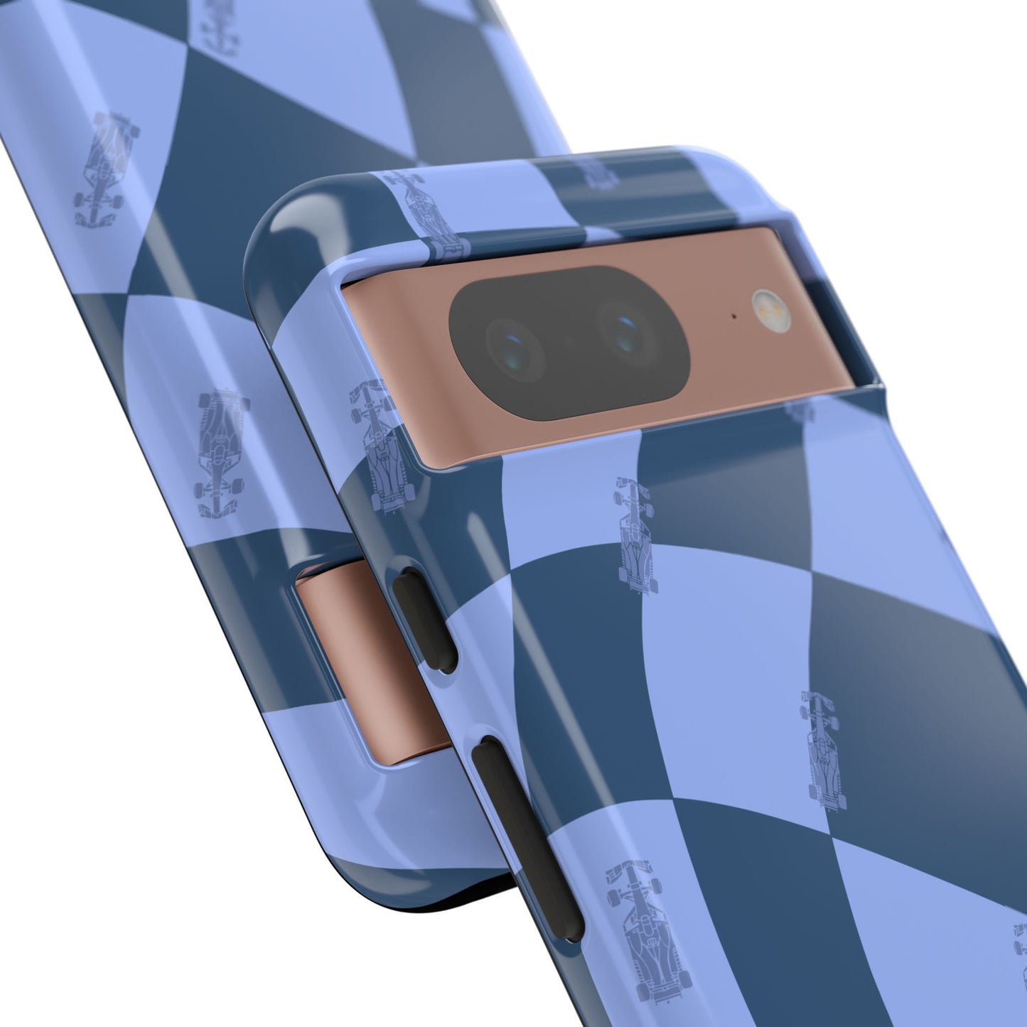 F1 Phone Case Blue Checkerboard Design, Trendy F1 Gift, Formula 1 Gift, Cute F1 Phone Case, Unique Formula One Phone Case