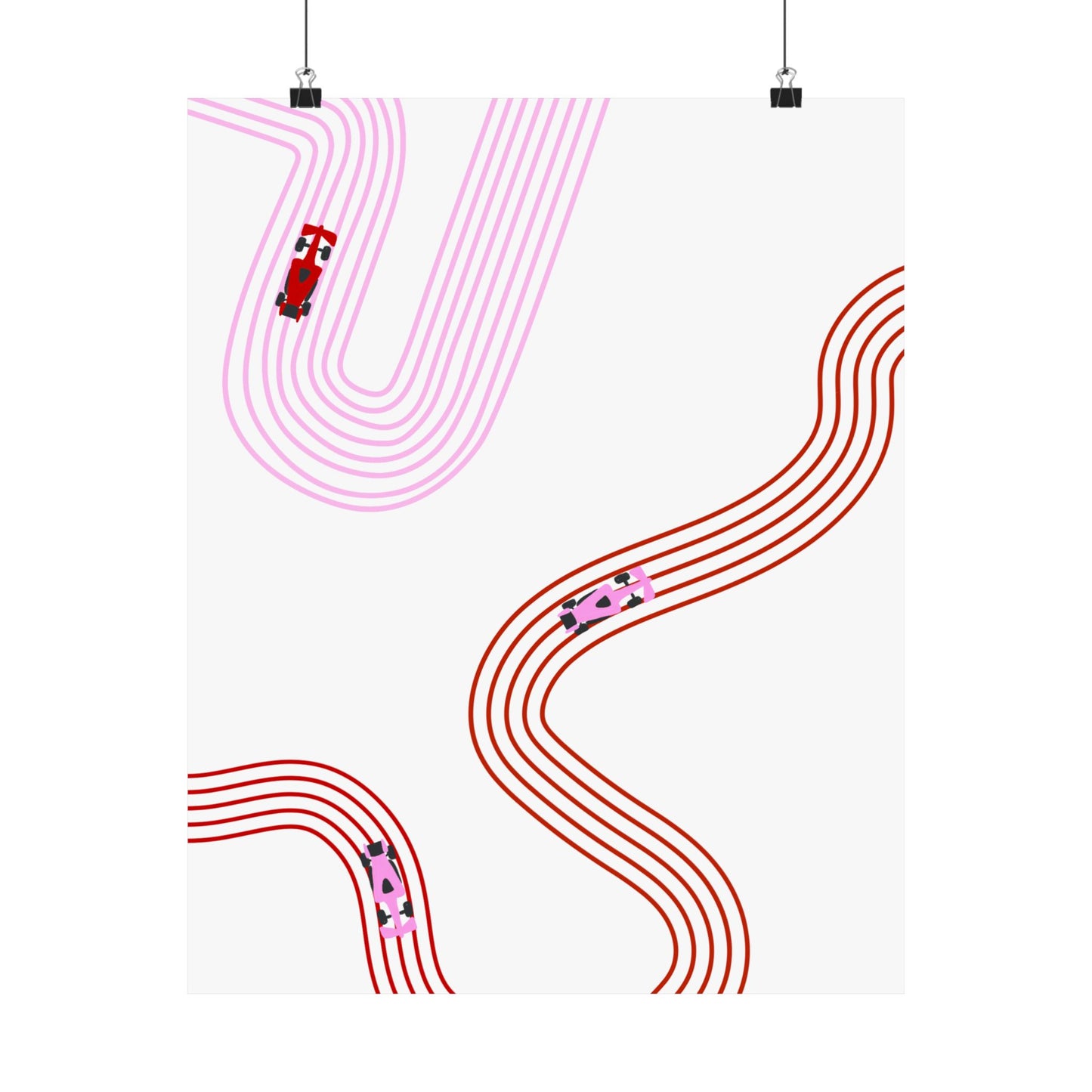 Pink and Red Abstract F1 Matte Vertical Poster | F1 Giclée Art Print (US SIZING)