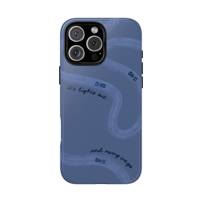 F1 Phone Case Monochrome Dark Blue Painted "its lights out and away we go", Trendy F1 Gift, Formula 1 Gift, Cute F1 Phone Case, Phone Case