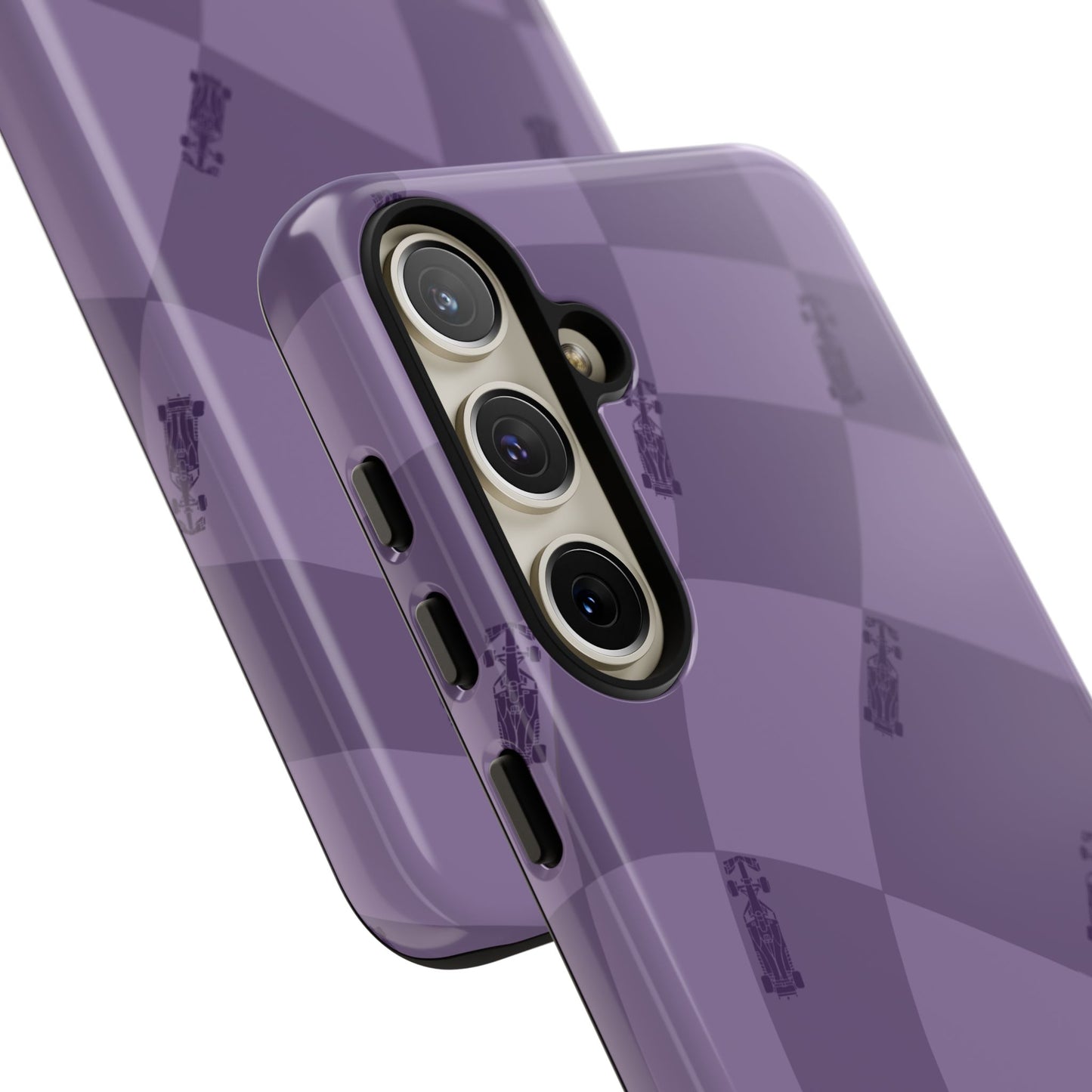 F1 Phone Case Purple Checkered Design, Trendy F1 Gift, Formula 1 Gift, Cute F1 Phone Case, Unique Formula One Phone Case