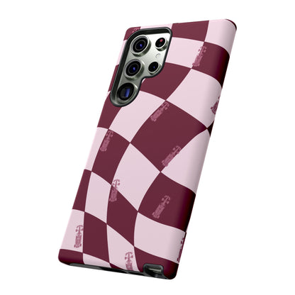 F1 Phone Case Pink Checkered Design, Trendy F1 Gift, Formula 1 Gift, Cute F1 Phone Case, Unique Formula One Phone Case
