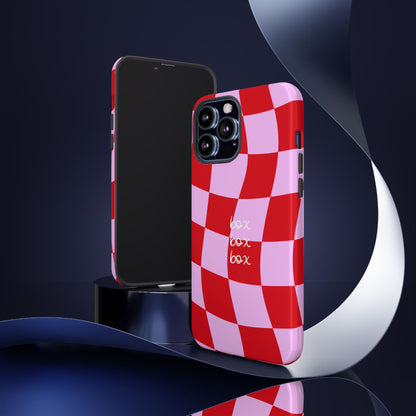 Pink and Red Checkered F1 Phone Case, Box Box Box F1 Phone Case