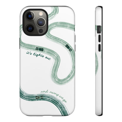 F1 Phone Case Green Painted "its lights out and away we go", Trendy F1 Gift, Formula 1 Gift, Cute F1 Phone Case, Gift for F1 Fans