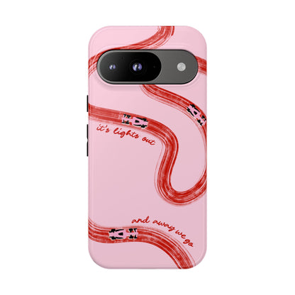 F1 Phone Case Pink and Red Painted "its lights out and away we go", Trendy F1 Gift, Formula 1 Gift, Cute F1 Phone Case, Unique Phone Case