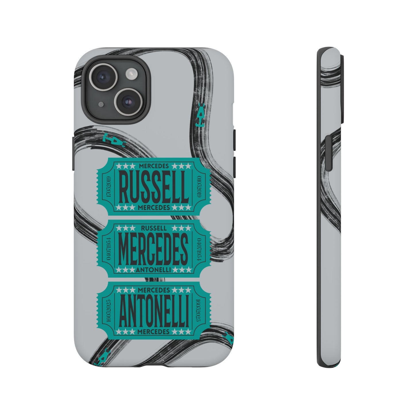 Mercedes F1 Phone Case Painted Ticket Stubs, Trendy F1 Gift, Formula 1 Gift, Cute F1 Phone Case