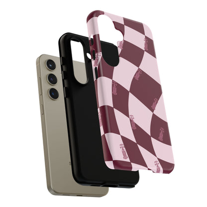 F1 Phone Case Pink Checkered Design, Trendy F1 Gift, Formula 1 Gift, Cute F1 Phone Case, Unique Formula One Phone Case