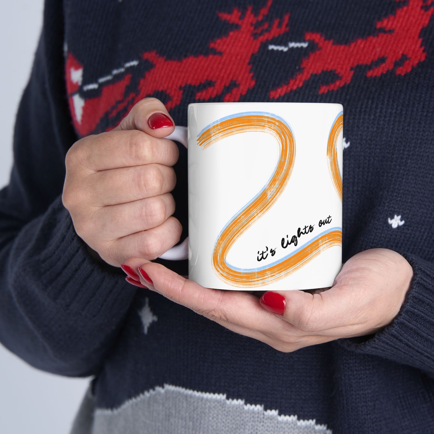 McLaren Orange Painted It's Lights Out and Away We Go Mug, Unique Gift for Coffee Lovers, Whimsical Formula 1 Gift