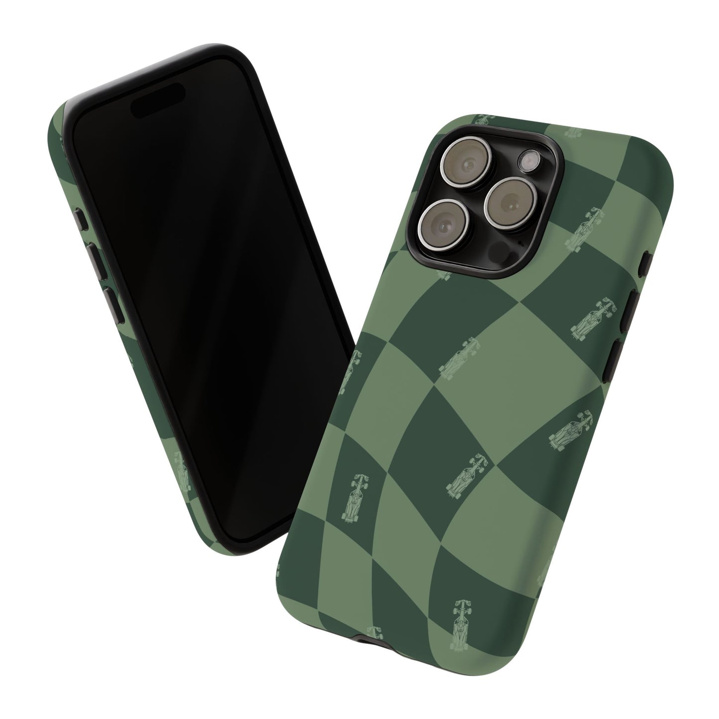 F1 Phone Case Green Checkerboard Design, Trendy F1 Gift, Formula 1 Gift, Cute F1 Phone Case, Unique Formula One Phone Case