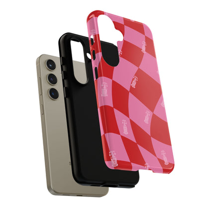 F1 Phone Case Pink and Red Checkerboard Design, Trendy F1 Gift, Girly Formula 1 Gift, Cute F1 Phone Case, Unique Formula One Phone Case