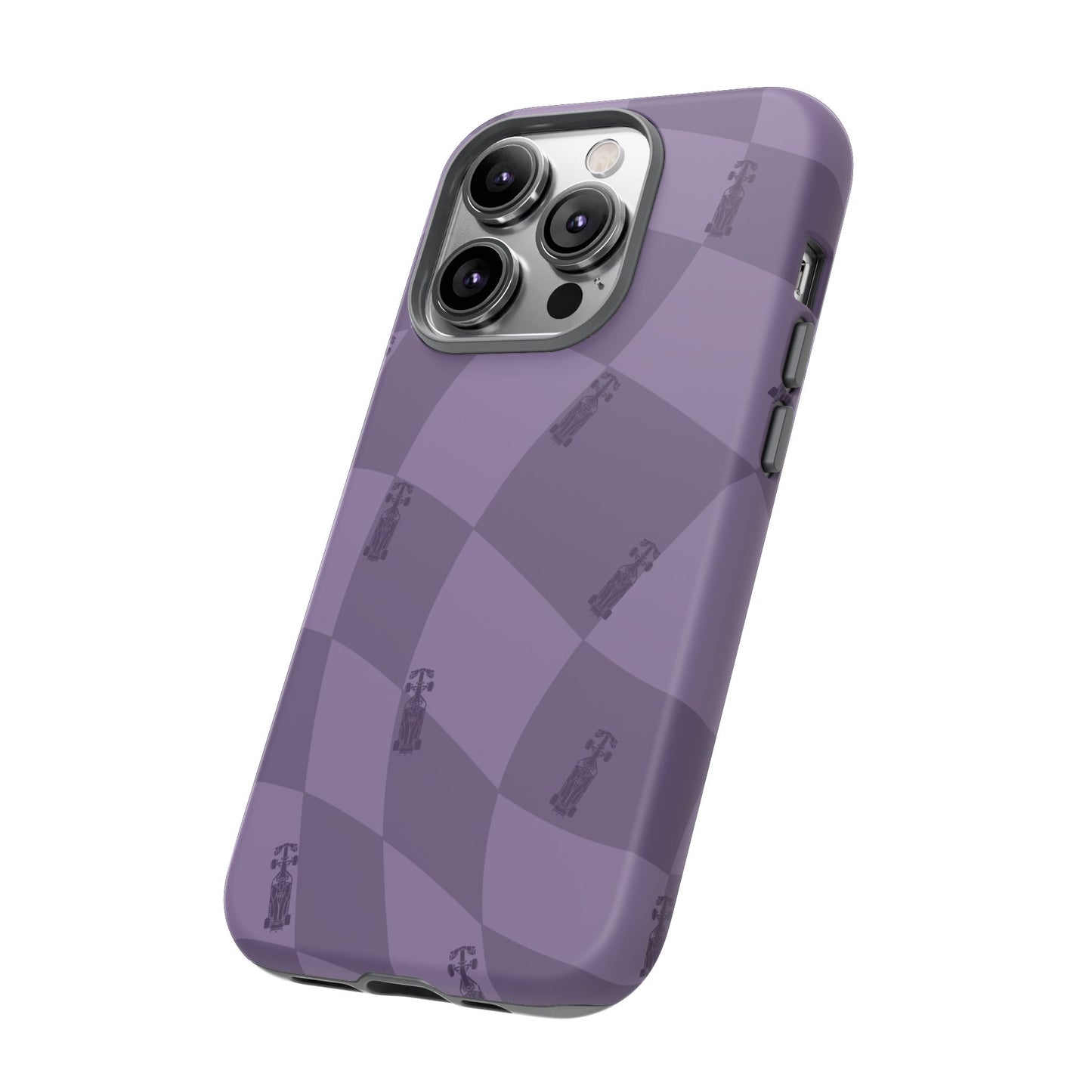 F1 Phone Case Purple Checkered Design, Trendy F1 Gift, Formula 1 Gift, Cute F1 Phone Case, Unique Formula One Phone Case