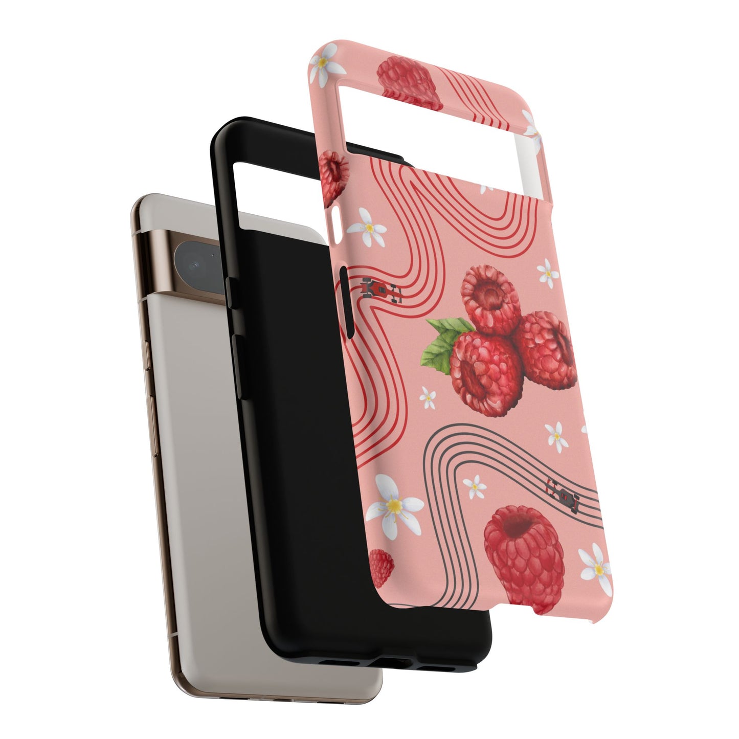 Red F1 Haas and Raspberries Phone Case, Trendy F1 Gift, Formula 1 Gift, Cute Fruit F1 Phone Case, Unique Phone Case