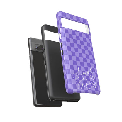 Simply Lovely Purple Checkered F1 Phone Case Design, Trendy F1 Gift, Formula 1 Gift, Cute F1 Phone Case