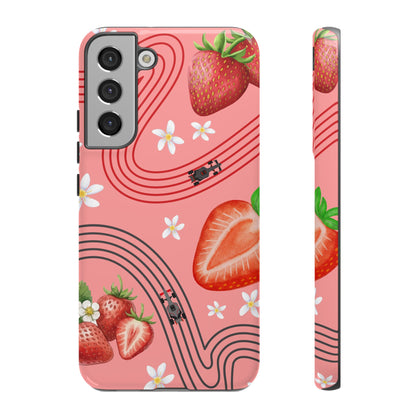 Red F1 Audi and Strawberries Phone Case, Trendy F1 Gift, Formula 1 Gift, Cute Fruit F1 Phone Case, Unique Phone Case