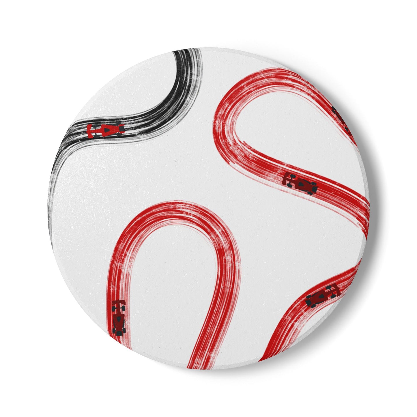 F1 Ferrari Ceramic Coaster - Red and Black Painted Tracks