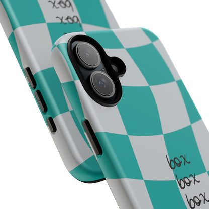 Mercedes Teal and Grey Checkered F1 Phone Case, Box Box Box F1 Phone Case