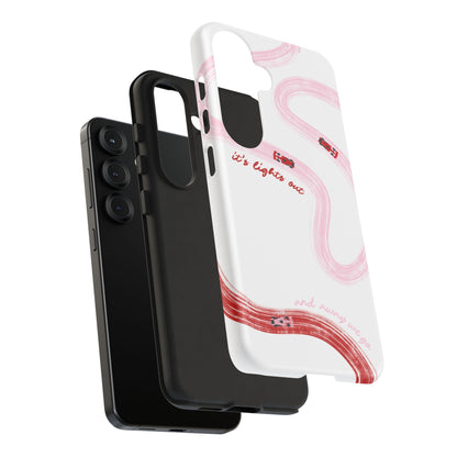 F1 Phone Case Pink and Red Painted "its lights out and away we go", Trendy F1 Gift, Formula 1 Gift, Cute F1 Phone Case, Unique Phone Case