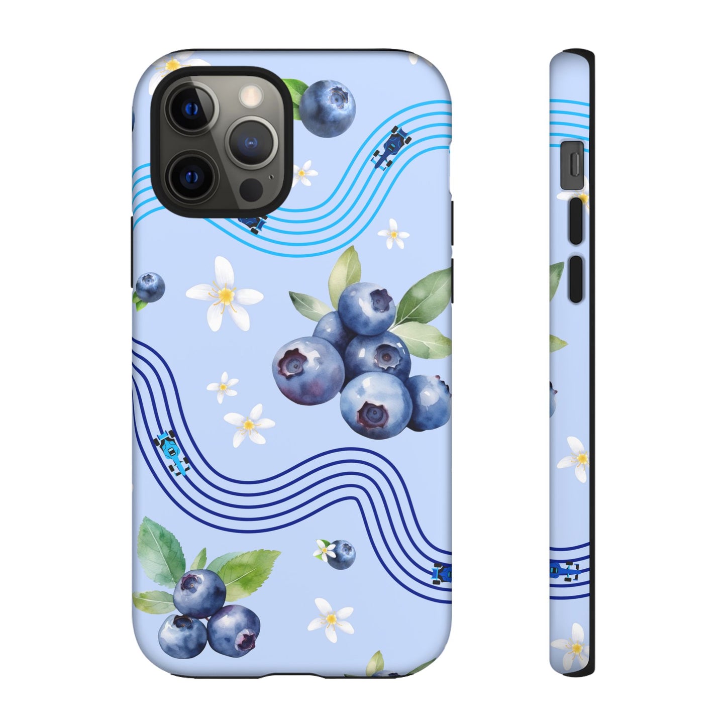 Blue F1 Williams and Blueberries Phone Case, Trendy F1 Gift, Formula 1 Gift, Cute Fruit F1 Phone Case, Unique Phone Case